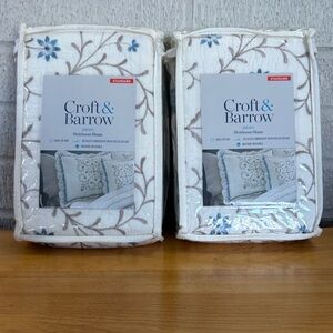 Croft & Barrow Genevieve Heirloom Standard Shams (2) Cotton  Cream Blue Floral